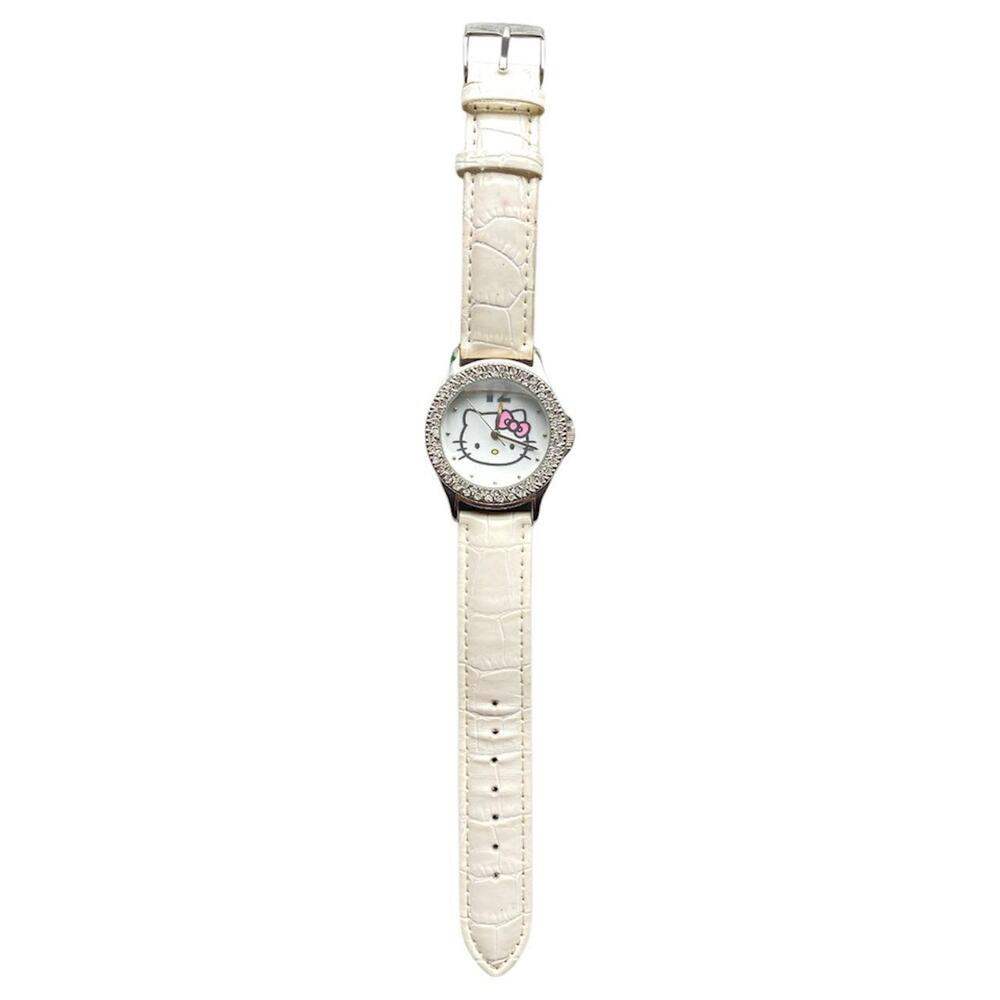 White Hello Kitty watch with rhinestones